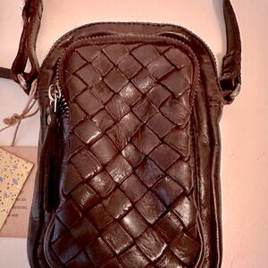 Genuine leather phone & wallet crossbody in a dark brown by Genicci